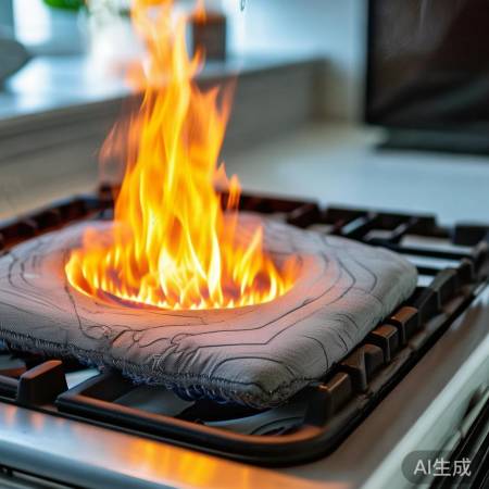 弹簧垫易燃,勿近燃气灶