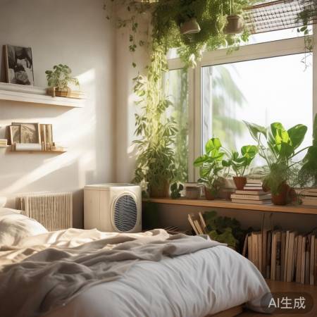 主卧空调床旁，温馨实用