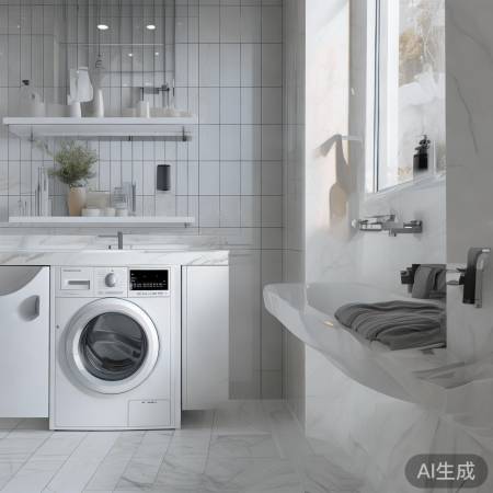 半墙洗衣机洗手台，时尚便捷新选