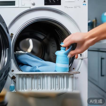 洗衣粉先放盒，再洗衣，防沾衣保