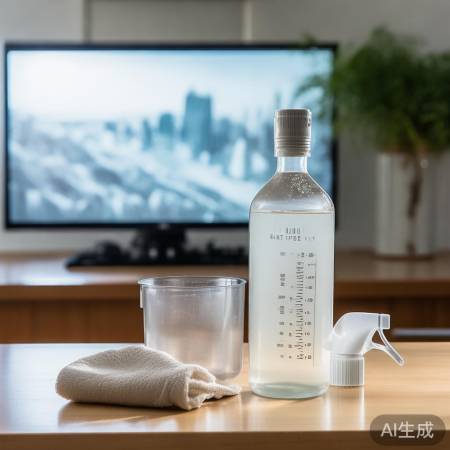 白醋清洁电视屏幕,去污除静电