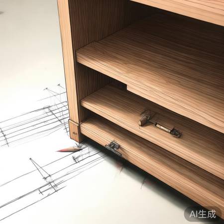 铅笔画酒柜层板，线条整齐