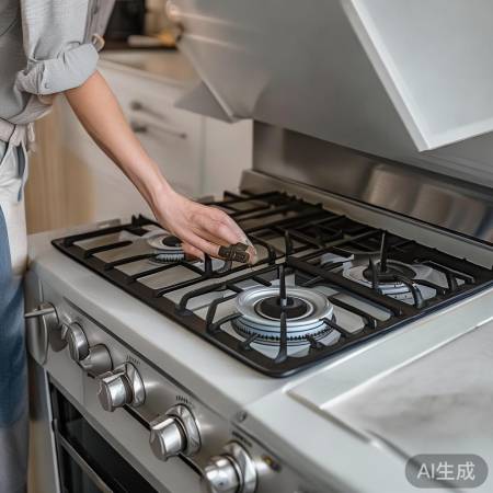 关闭燃气，检查灶盖网格